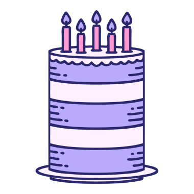 Parlak neon renkli bir doğum günü pastasının ikonik dövme görüntüsü