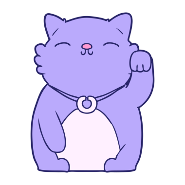 çizgi film kedisi parlak neon renginde el sallıyor