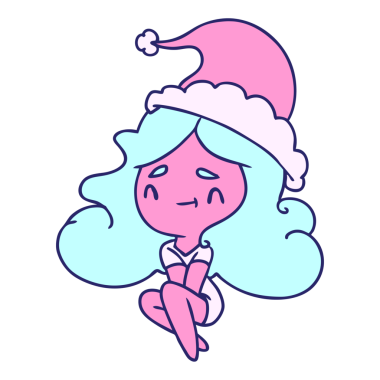 Kawaii kızının parlak neon renkli yılbaşı karikatürünü çizdim.