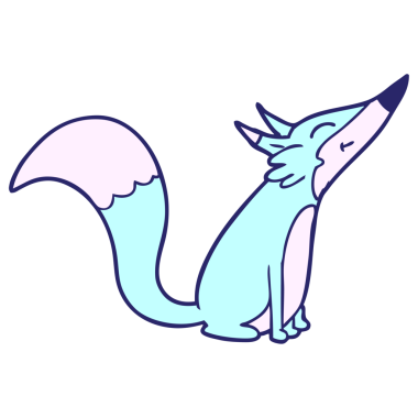 parlak neon renkli kutup tilkisi çizgi filmi