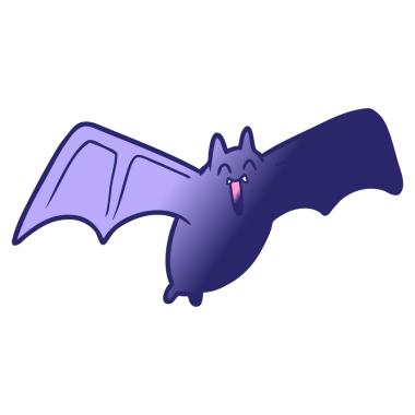 Parlak neon renkli ürkütücü çizgi film yarasası.