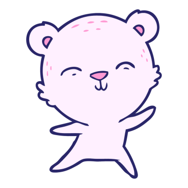 Mutlu çizgi film kutup ayısı parlak neon renkli dans ediyor.