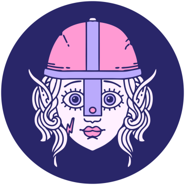 Parlak neon renkli elf savaşçı karakter simgesi