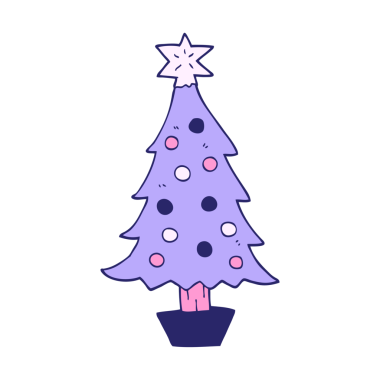 parlak neon renginde karalama noel ağacı