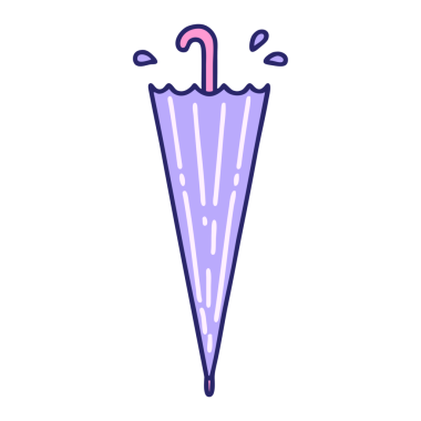 Parlak neon renkli kapalı bir şemsiyenin ikonik dövme şekli