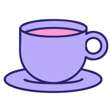 Parlak neon renkli bir fincan kahvenin ikonik dövme görüntüsü