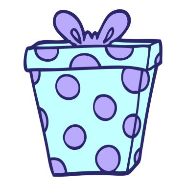 çizgi film karalaması parlak neon rengine sarılmış hediye