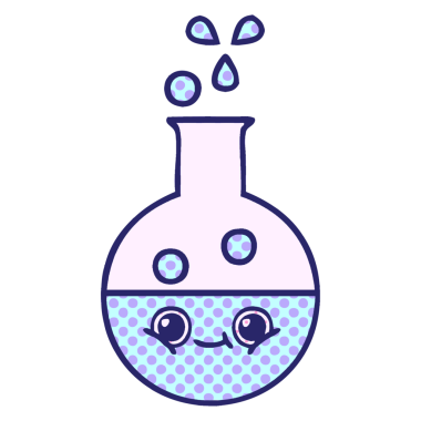 çizgi roman tarzı parlak neon renkli bir test tüpü.