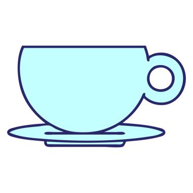 parlak neon renkli kahve ya da çay fincanı karikatürü