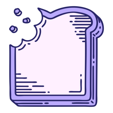 Isırılmış bir ekmek diliminin parlak neon renkli ikonik dövme görüntüsü