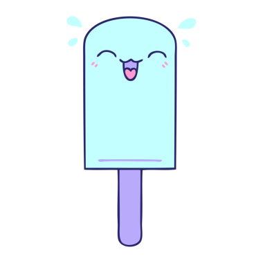 El çizimi tuhaf çizgi film turuncu buz lolipopu parlak neon rengi