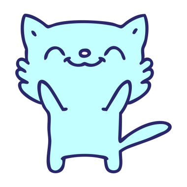 parlak neon renkli mutlu küçük bir kedi çizgi filmi