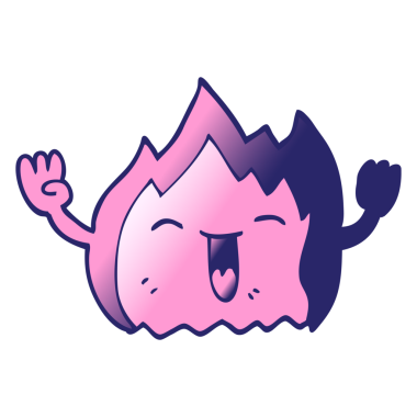 çizgi film karalaması parlak neon renginde mutlu kırmızı alev