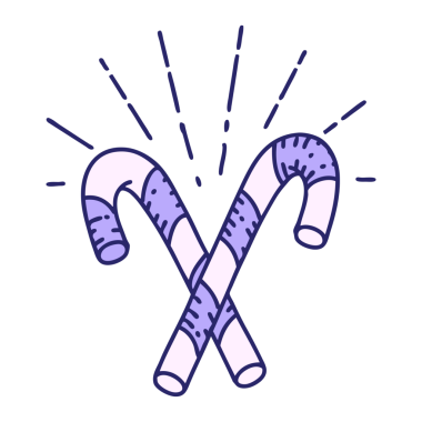 Geleneksel dövme stili baston şekerlerin parlak neon renginde çizimi