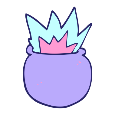 çizgi film karalaması parlak neon renginde patlayan kazan