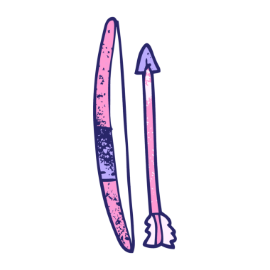 parlak neon renkli ok ve yay karalaması