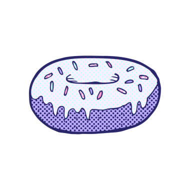 parlak neon renkli çizgi film donutu