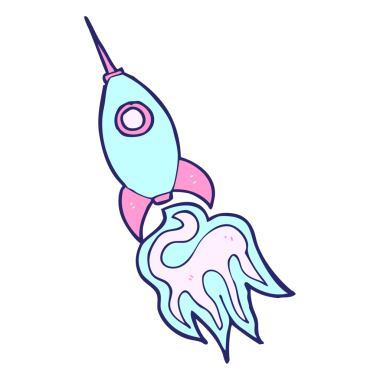 parlak neon renginde çizgi uzay roketi