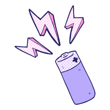 Parlak neon renkli karikatür bataryası çizildi