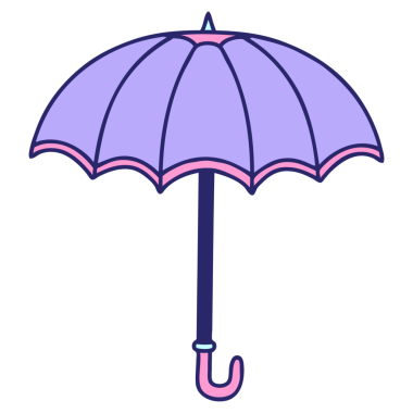 parlak neon renkli geleneksel bir şemsiye dövmesi