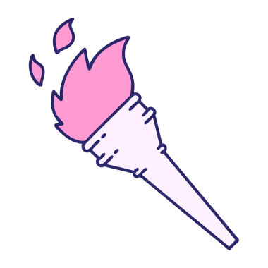 parlak neon renginde geleneksel bir meşale dövmesi