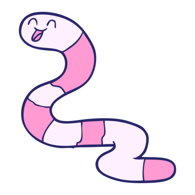 parlak neon renkli çizgi film solucanı