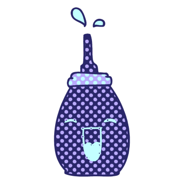 çizgi roman stili tuhaf çizgi film parlak neon renkli kırmızı sos