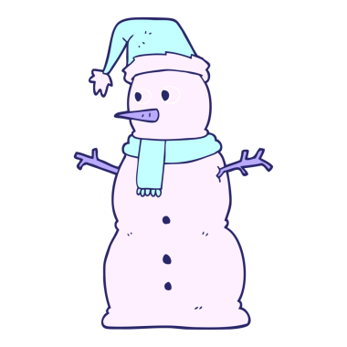 Parlak neon renkli kardan adamın düz renk çizimi