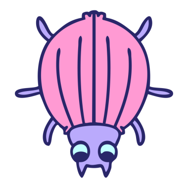 Parlak neon renkli el çizimi garip çizgi film böceği.