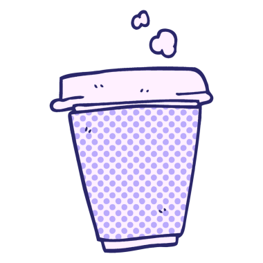 çizgi film karalama kahve fincanı parlak neon rengi