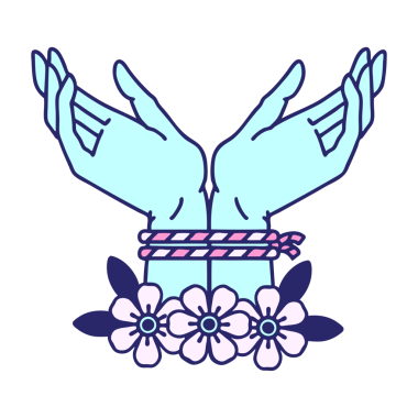 geleneksel el şeklinde dövme parlak neon rengine bağlanmış