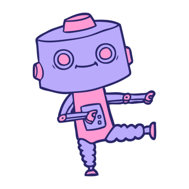 parlak neon renkli çizgi film robotu