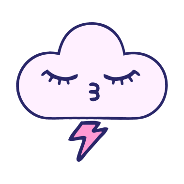 parlak neon renkli bir gökgürültüsü bulutunun çizgi filmi