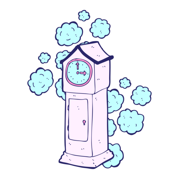 karikatür tozlu eski büyükbaba saati parlak neon rengi