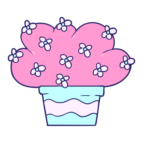 parlak neon renkli çizgi film bitkisi