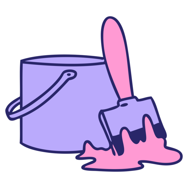 parlak neon renkli fırçalı bir kedi karikatürü