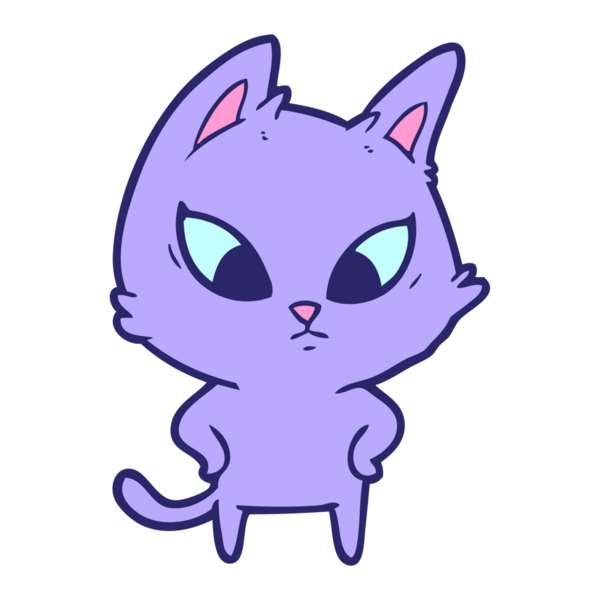 Kafası karışmış parlak neon renkli çizgi film kedisi