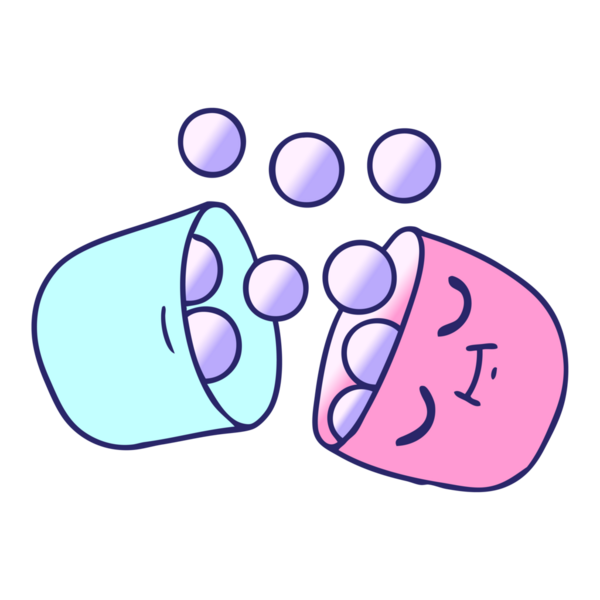 Parlak neon renkli gülümseyen bir hapın gradyan çizimi