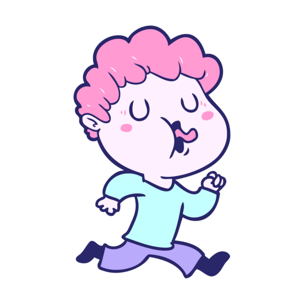 Çizgi filmci parlak neon renkte şarkı söylüyor.