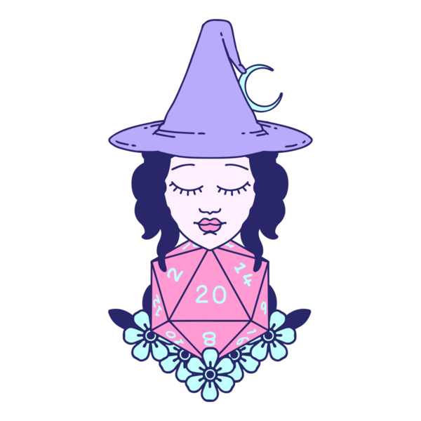 Retro Dövme Tarzı Cadı Parlak neon renginde doğal yirmi zarlı