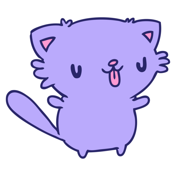 parlak neon renkli şirin kawaii kedisinin çizgi film çizimi