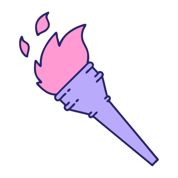 Parlak neon rengi yanan bir meşalenin ikonik dövme şekli