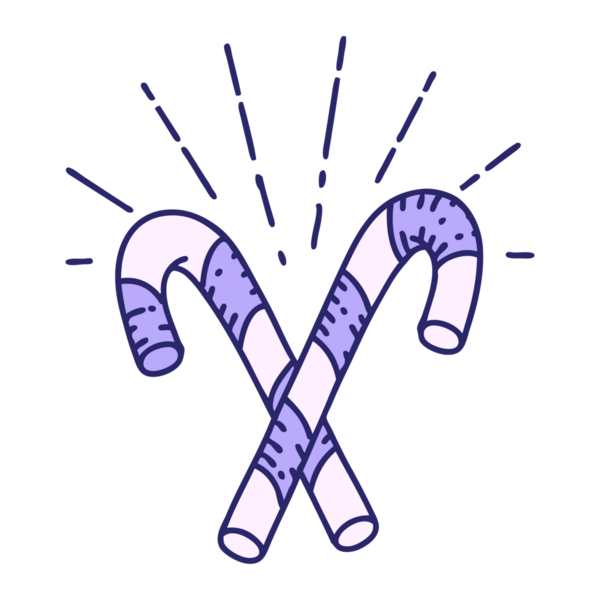 Geleneksel dövme stili baston şekerlerin parlak neon renginde çizimi