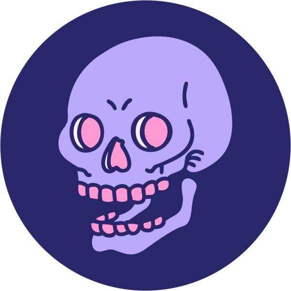 Parlak neon renkli bir kafatasının ikonik dövme şekli