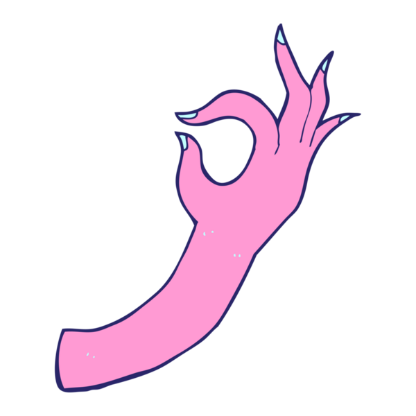 parlak neon renkli çizgi el sembolü