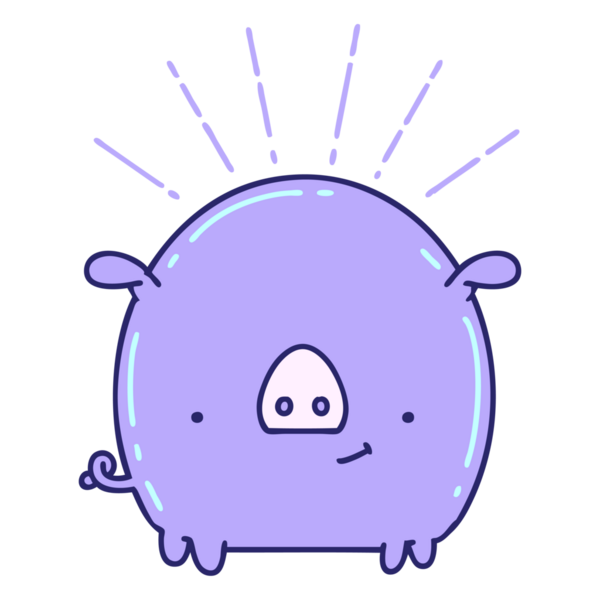 Parlak neon renkli geleneksel dövme stili bir domuz karakteri.