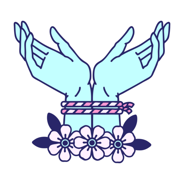 geleneksel el şeklinde dövme parlak neon rengine bağlanmış