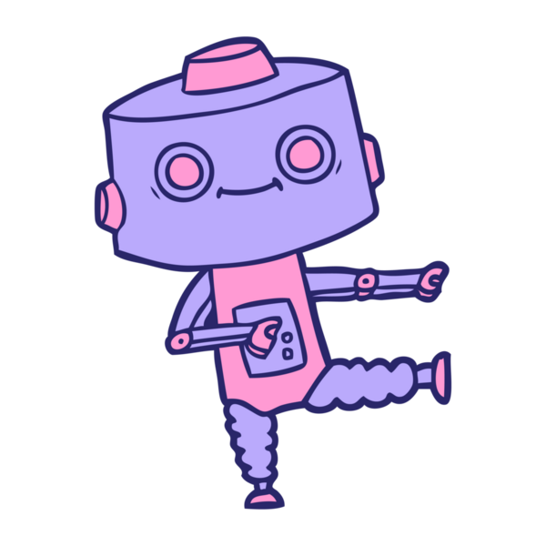 parlak neon renkli çizgi film robotu