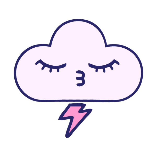 parlak neon renkli bir gökgürültüsü bulutunun çizgi filmi