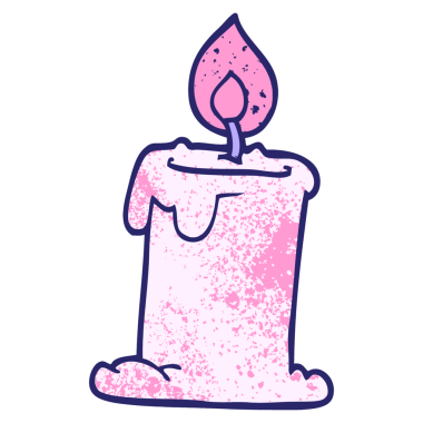 çizgi film karalaması parlak neon renkli mum yaktı.